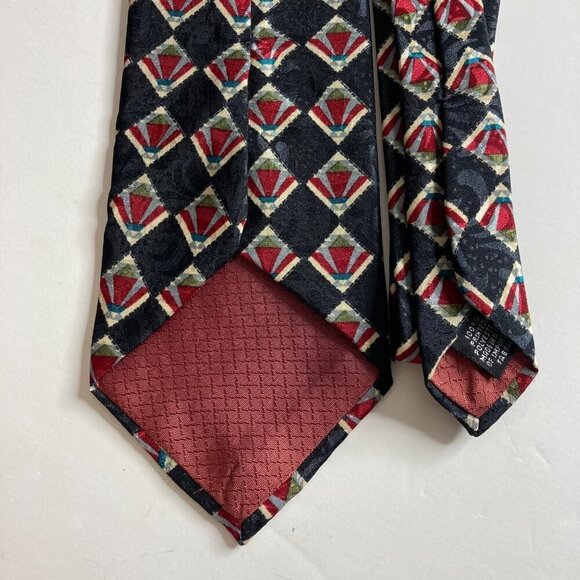 Christian Dior‎ Monsieur Geometric Tie Black Maroon Blue Made in USA - Picture 4 of 7